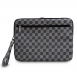 DKNY PU Läder Rutigt Mönster och Stripe Laptop Fodral 15/16" Svart