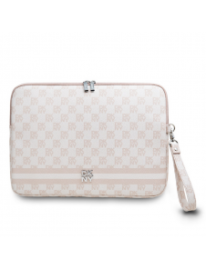 DKNY PU-läderrutigt mönster och rand för bärbar datorfodral 13/14" Rosa