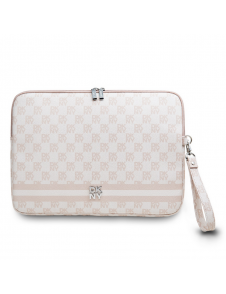 DKNY PU-läderrutigt mönster och rand för bärbar datorfodral 13/14" Rosa