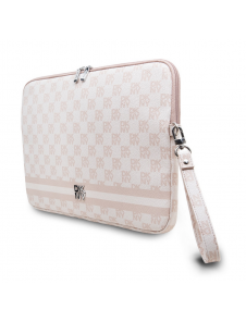 DKNY PU-läderrutigt mönster och rand för bärbar datorfodral 13/14" Rosa