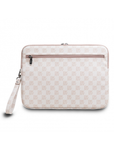 DKNY PU-läderrutigt mönster och rand för bärbar datorfodral 13/14" Rosa