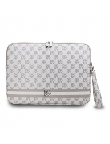 DKNY PU Läder Rutigt Mönster och Stripe Laptop Fodral 13/14" Beige