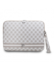 DKNY PU Läder Rutigt Mönster och Stripe Laptop Fodral 13/14" Beige
