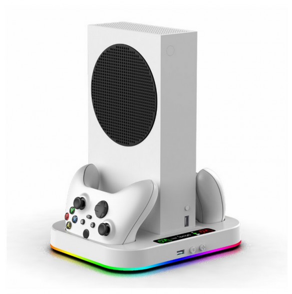 iPega XBS012S multifunktionell laddning och kylning RGB-stativ för Xbox Series S + 2st batterier
