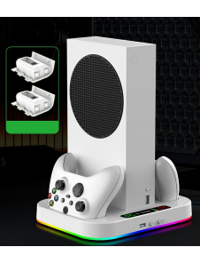 iPega XBS012S multifunktionell laddning och kylning RGB-stativ för Xbox Series S + 2st batterier