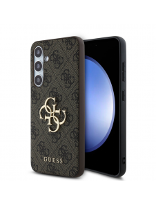 Guess PU 4G metalllogofodral för Samsung Galaxy S24 FE Brun