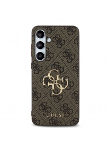 Guess PU 4G metalllogofodral för Samsung Galaxy S24 FE Brun