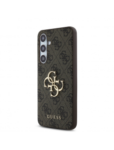Guess PU 4G metalllogofodral för Samsung Galaxy S24 FE Brun