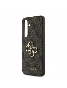 Guess PU 4G metalllogofodral för Samsung Galaxy S24 FE Brun