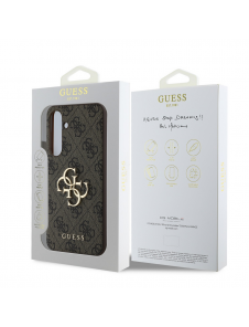 Guess PU 4G metalllogofodral för Samsung Galaxy S24 FE Brun