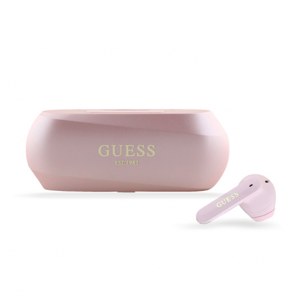 Guess långsträckta metalliska ENC TWS trådlösa hörlurar Rosa