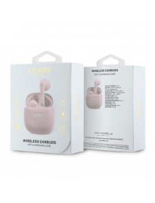 Guess tryckt klassisk logotyp TWS trådlösa hörlurar Rosa