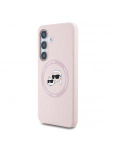 Karl Lagerfeld flytande silikon K&CH Heads MagSafe-fodral till Samsung Galaxy S25+ Rosa