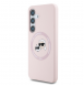 Karl Lagerfeld flytande silikon K&CH Heads MagSafe-fodral till Samsung Galaxy S25+ Rosa