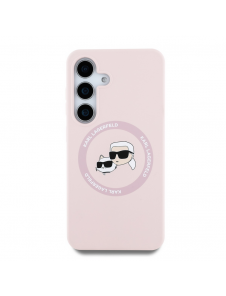 Karl Lagerfeld flytande silikon K&CH Heads MagSafe-fodral till Samsung Galaxy S25+ Rosa