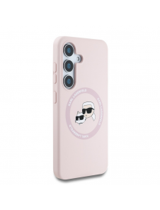 Karl Lagerfeld flytande silikon K&CH Heads MagSafe-fodral till Samsung Galaxy S25+ Rosa