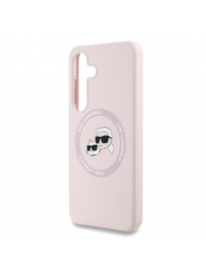 Karl Lagerfeld flytande silikon K&CH Heads MagSafe-fodral till Samsung Galaxy S25+ Rosa