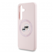 Karl Lagerfeld flytande silikon K&CH Heads MagSafe-fodral till Samsung Galaxy S25+ Rosa
