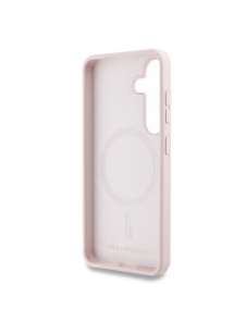 Karl Lagerfeld flytande silikon K&CH Heads MagSafe-fodral till Samsung Galaxy S25+ Rosa