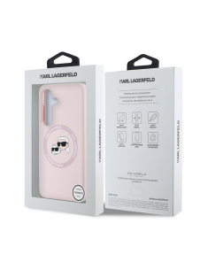 Karl Lagerfeld flytande silikon K&CH Heads MagSafe-fodral till Samsung Galaxy S25+ Rosa