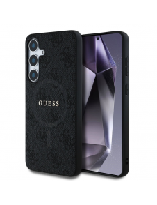 Guess PU Leather 4G Colored Ring MagSafe Fodral för Samsung Galaxy S25+ Svart