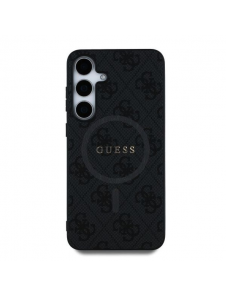 Guess PU Leather 4G Colored Ring MagSafe Fodral för Samsung Galaxy S25+ Svart