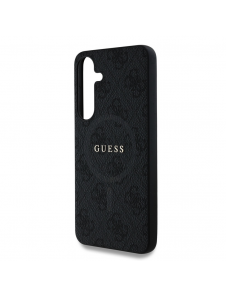 Guess PU Leather 4G Colored Ring MagSafe Fodral för Samsung Galaxy S25+ Svart
