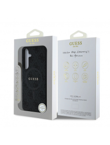 Guess PU Leather 4G Colored Ring MagSafe Fodral för Samsung Galaxy S25+ Svart