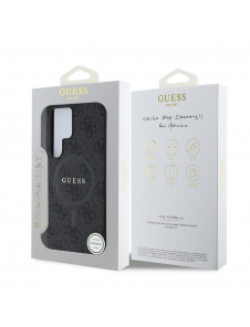 Guess PU Leather 4G Colored Ring MagSafe Fodral till Samsung Galaxy S25 Ultra Black