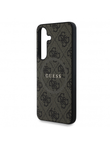 Guess PU Läder 4G Färgad Ring MagSafe Fodral till Samsung Galaxy S25 Brun