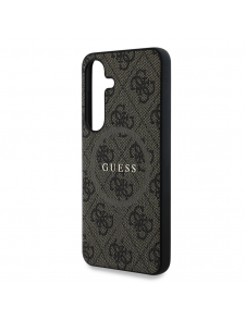 Guess PU Läder 4G Färgad Ring MagSafe Fodral till Samsung Galaxy S25 Brun
