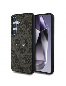 Guess PU Läder 4G Färgad Ring MagSafe Fodral till Samsung Galaxy S25 Brun