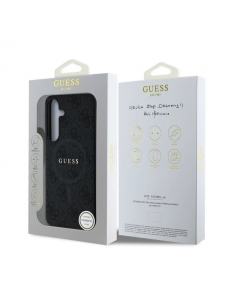 Guess PU Leather 4G Colored Ring MagSafe Fodral till Samsung Galaxy S25 Svart