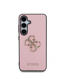 Guess PU Grained 4G metalllogofodral för Samsung Galaxy S25+ Rosa