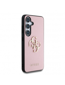 Guess PU Grained 4G metalllogofodral för Samsung Galaxy S25+ Rosa