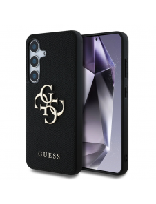 Guess PU Grained 4G metalllogofodral för Samsung Galaxy S25+ Svart