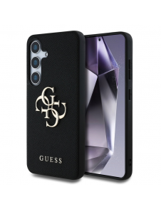 Guess PU Grained 4G metalllogofodral för Samsung Galaxy S25+ Svart