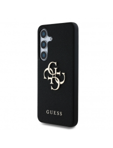 Guess PU Grained 4G metalllogofodral för Samsung Galaxy S25+ Svart