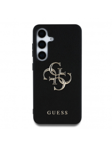 Guess PU Grained 4G metalllogofodral för Samsung Galaxy S25+ Svart