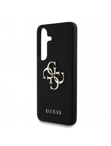 Guess PU Grained 4G metalllogofodral för Samsung Galaxy S25+ Svart