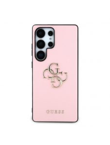 Guess PU Grained 4G metalllogofodral för Samsung Galaxy S25 Ultra Pink
