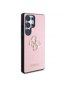 Guess PU Grained 4G metalllogofodral för Samsung Galaxy S25 Ultra Pink