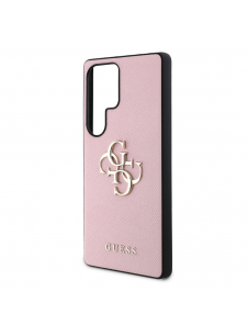 Guess PU Grained 4G metalllogofodral för Samsung Galaxy S25 Ultra Pink