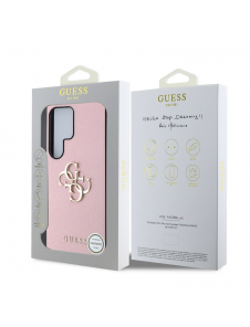 Guess PU Grained 4G metalllogofodral för Samsung Galaxy S25 Ultra Pink