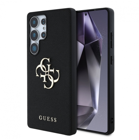 Guess PU Grained 4G metalllogofodral till Samsung Galaxy S25 Ultra Black