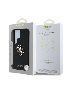 Guess PU Grained 4G metalllogofodral till Samsung Galaxy S25 Ultra Black