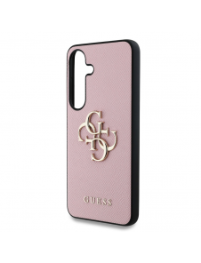 Guess PU Grained 4G metalllogofodral till Samsung Galaxy S25 Pink