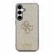 Guess PU Fixed Glitter 4G metalllogofodral för Samsung Galaxy S25+ Gold