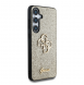 Guess PU Fixed Glitter 4G metalllogofodral för Samsung Galaxy S25+ Gold