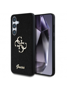 Guess PU Fixed Glitter 4G metalllogofodral för Samsung Galaxy S25+ Svart